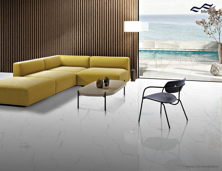 Snowy Carrara — Rectified Porcelain Polished Tile